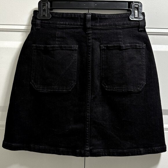 Madewell Utility Black Denim Zip Up Mini Skirt Size 23 - Picture 3 of 9